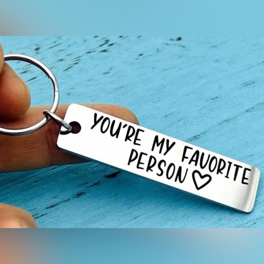 Stainless Steel Oblong Funny Quote Keychain With Ring Buckle